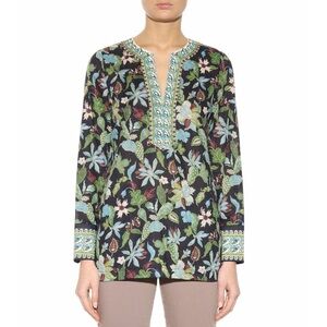 Tory Burch Garden Wisteria Beaded Tunic Top